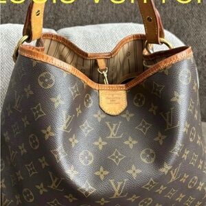 Auth Louis Vuitton Brown monogram delightful MM shoulder bag